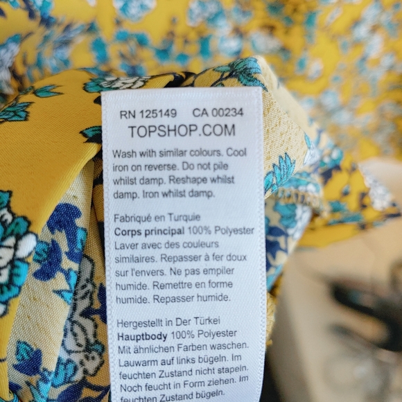 Topshop Yellow and Blue Floral Pleated Mini Dress - Picture 10 of 11